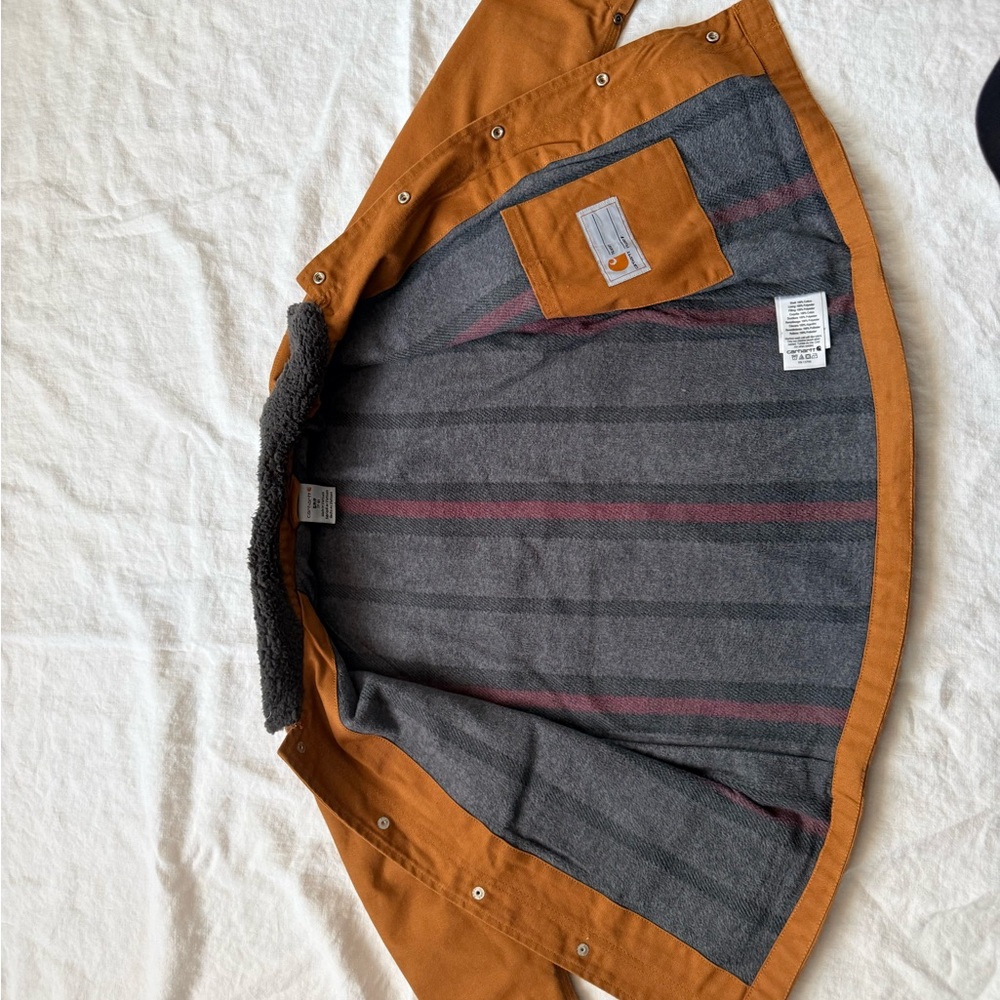 Carhartt Boy's Tan Field Jacket with dark grey Collar - Picture 5 of 7